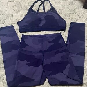 Aerie Purple Camo Sports Bra and Leggings Set